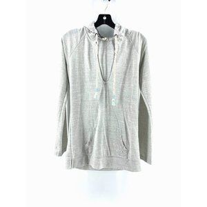 Roxy Women's Light Gray Hooded Pocket Sweat Shirt Hoodie Size Medium